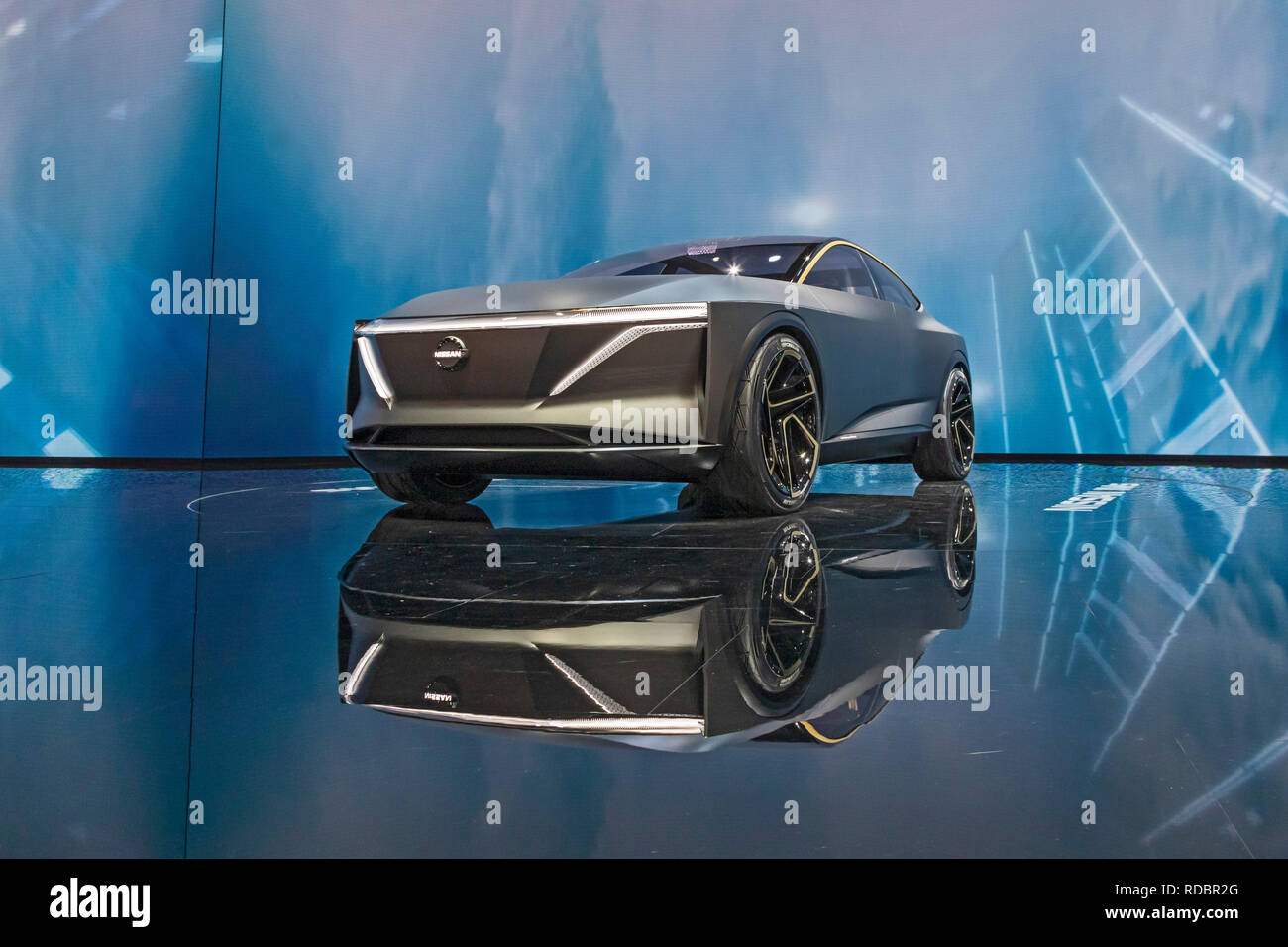 Detroit, Michigan - der Nissan IMS Elektrofahrzeug Concept Car auf der North American International Auto Show. Stockfoto