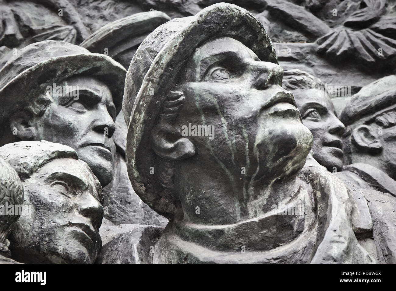 Gesichter der Arbeiter an einem Tag der Demonstration, die branting Denkmal, Norra Bantorget, Norrmalm, Stockholm, Schweden, Skandinavien Stockfoto