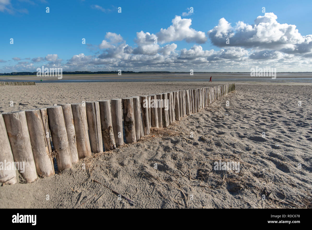 Der breite Sandstrand in Le Crotoy Stockfoto