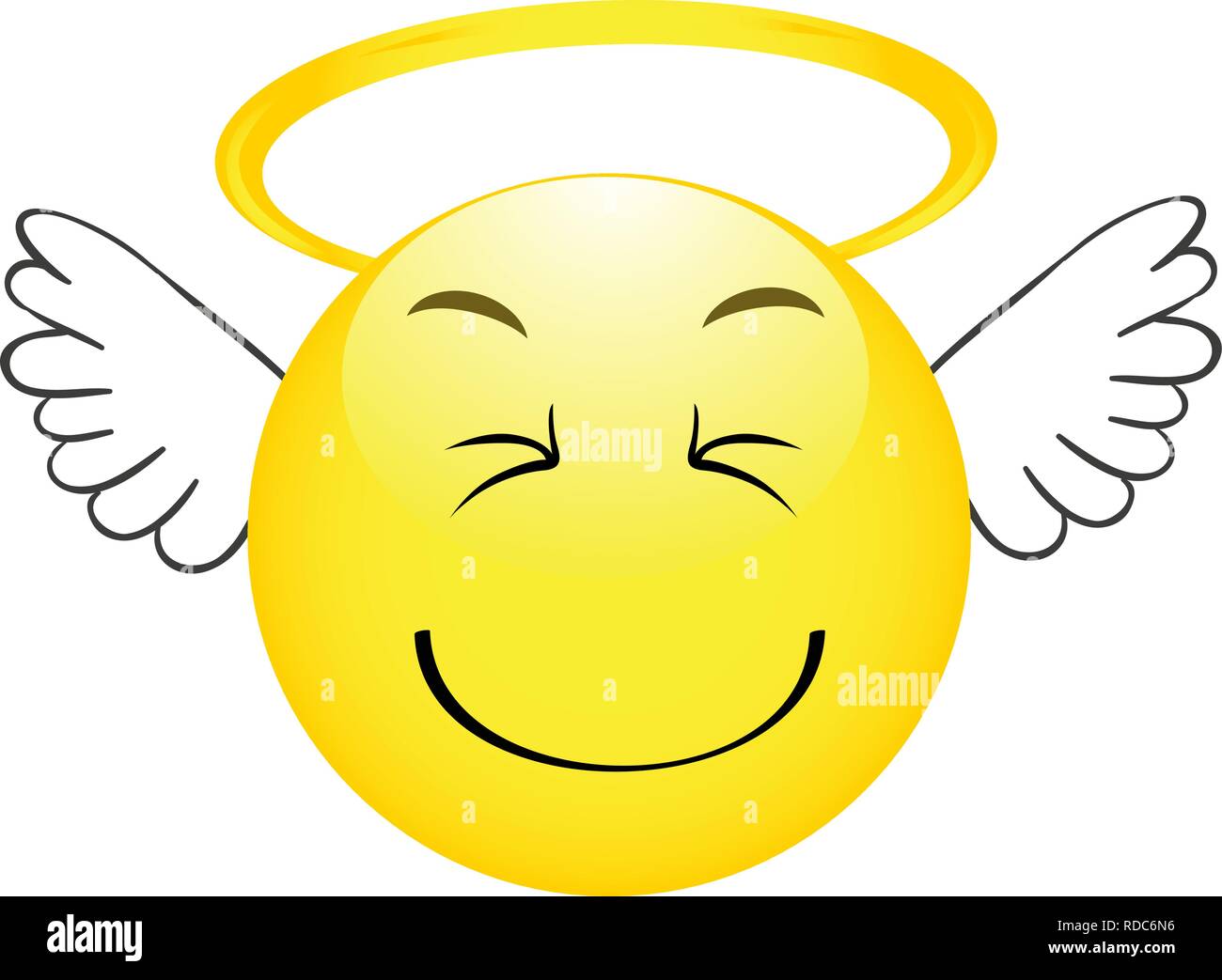 Süße Engel emoticon mit Flügeln, emoji, smiley-Vector Illustration