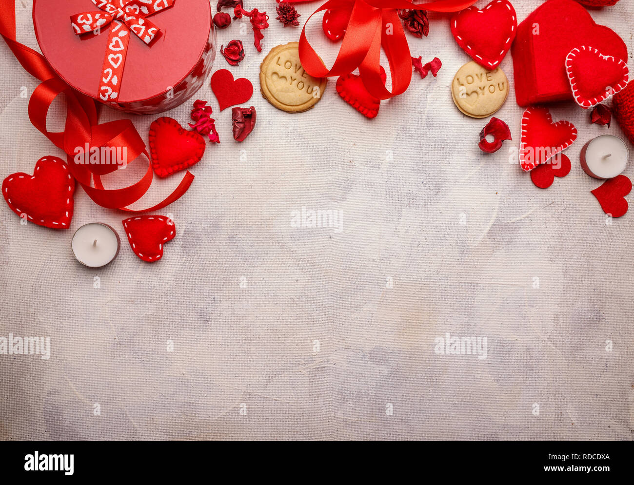 Schöne romantische Komposition. St. Valentines Tag Hintergrund Stockfoto