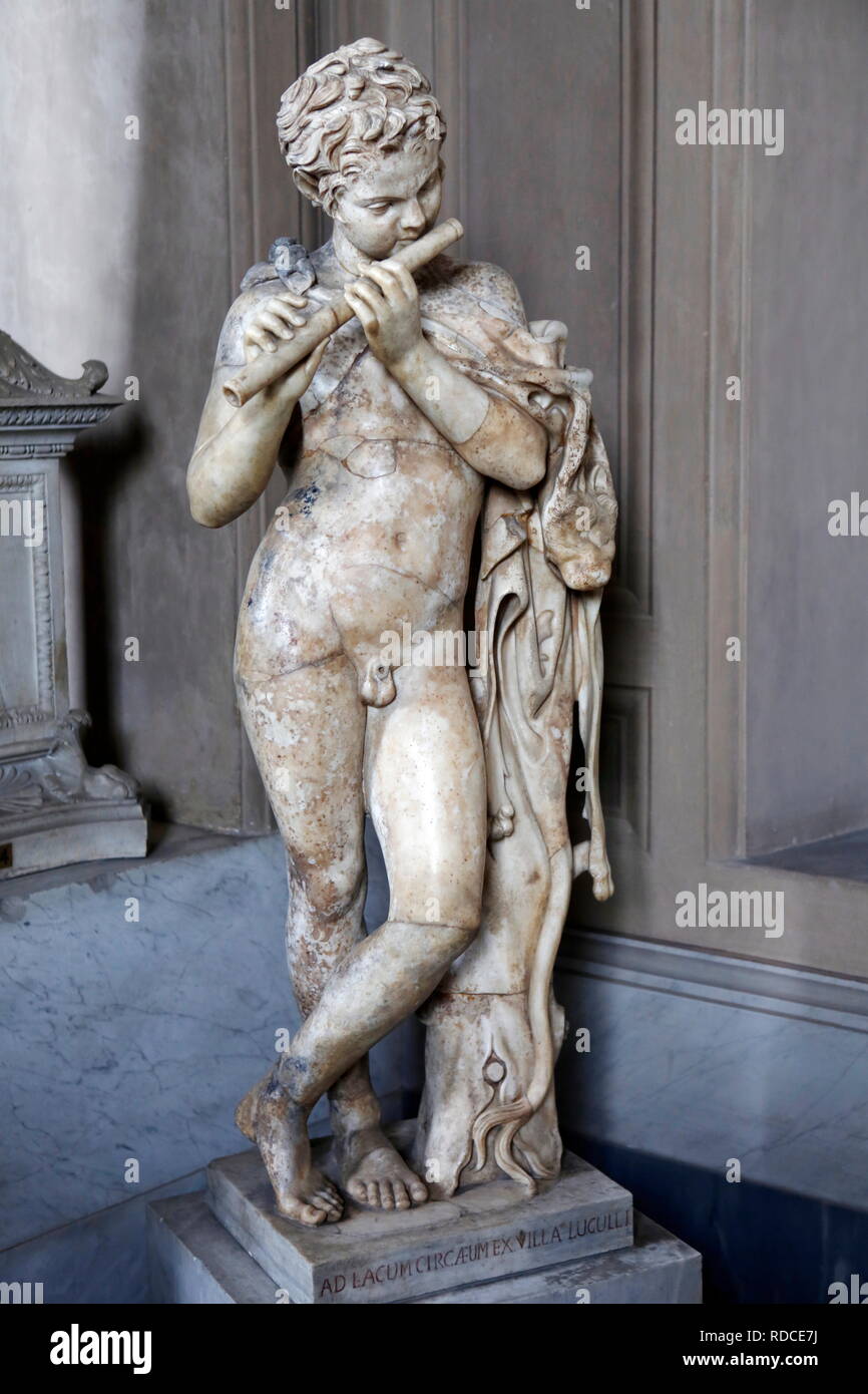 Junge mit Flöte, Vatican Museum, Vatikanstadt, Italien Stockfoto