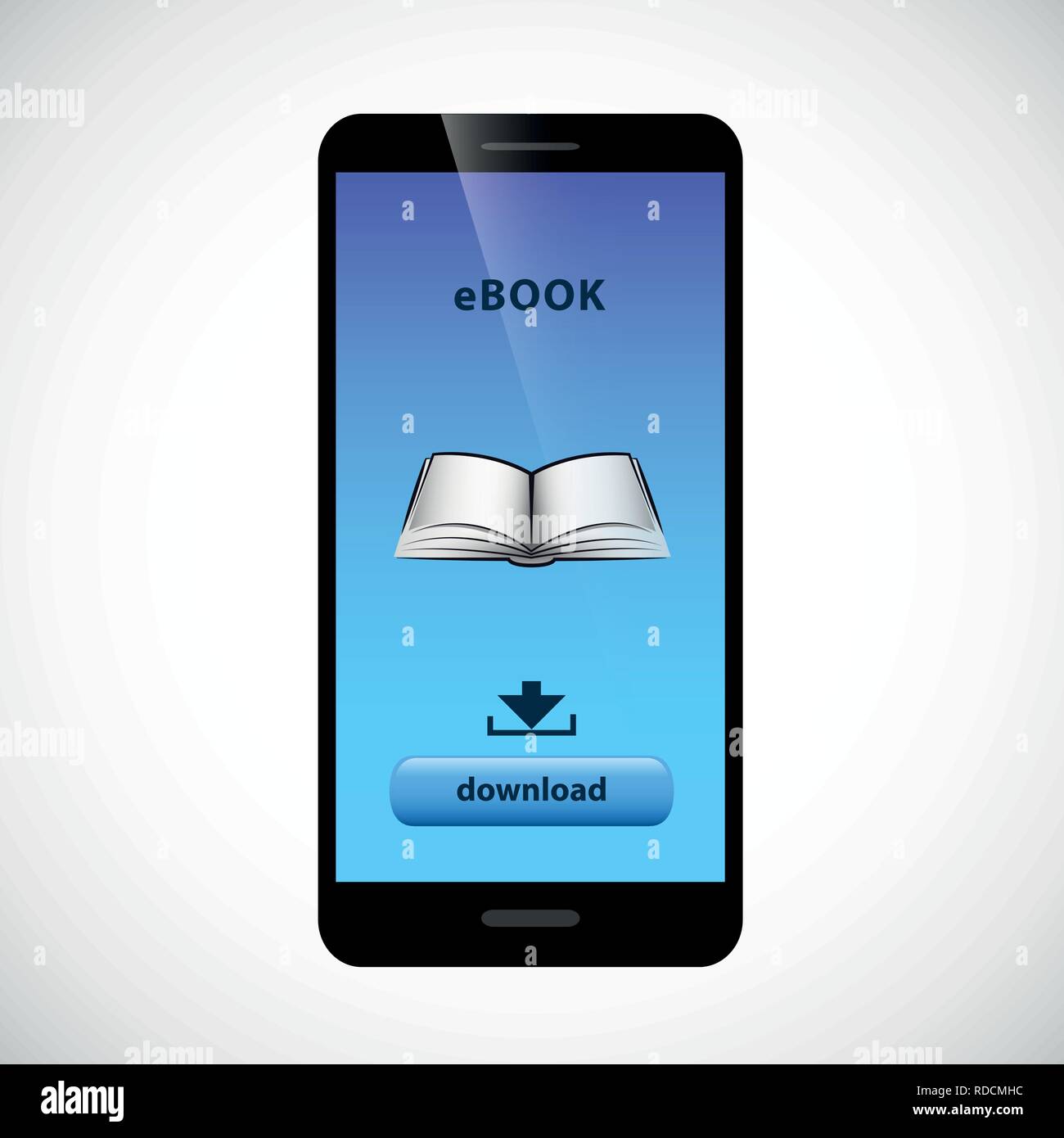 E-Book download Smartphone mit Blue screen Vektor-illustration EPS 10. Stock Vektor