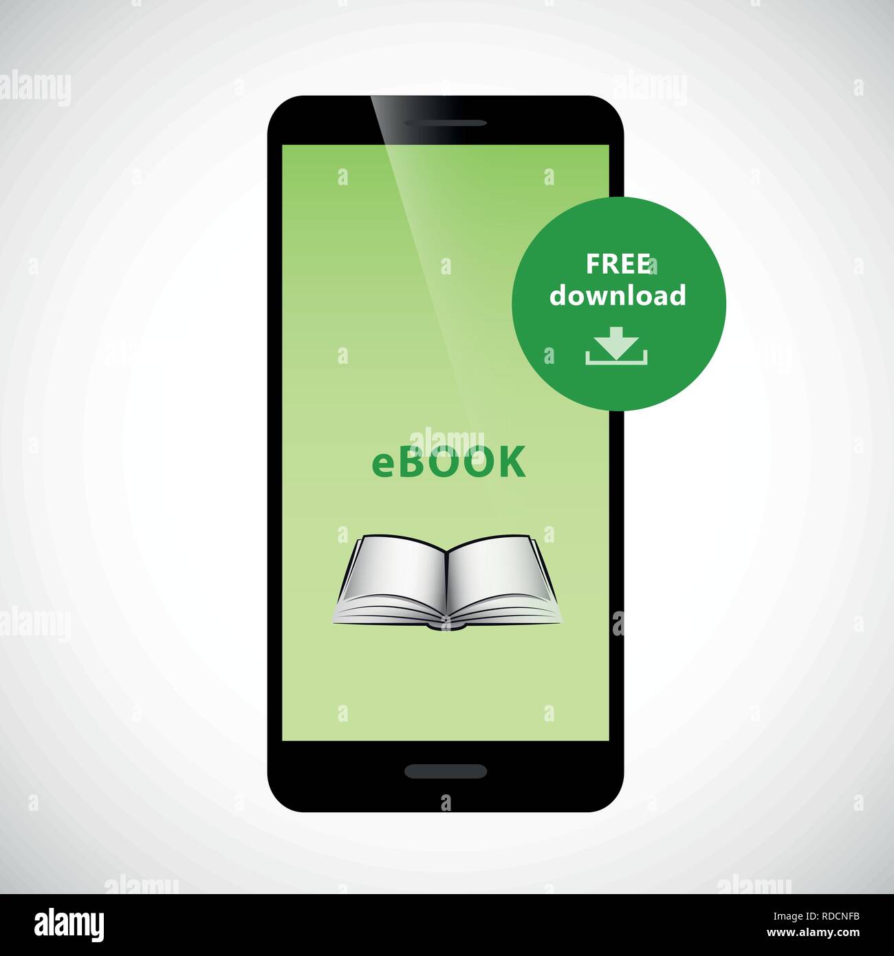 Kostenloses e-Book Download via Smartphone Vektor-illustration EPS 10. Stock Vektor