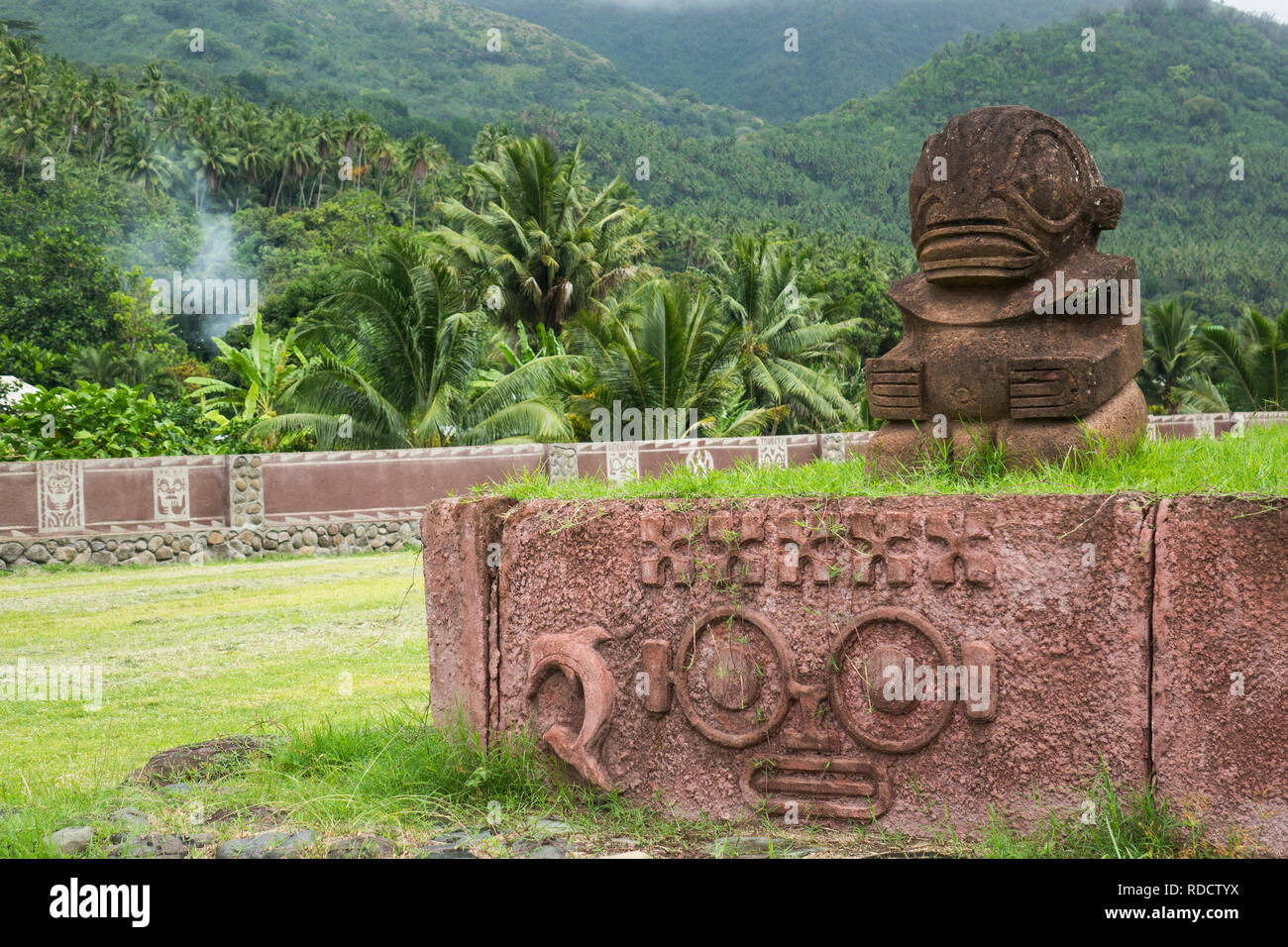 Französisch Polynesien, Marquesas Inseln, Nuku Hiva, taipivai Kulturzentrum Stockfoto