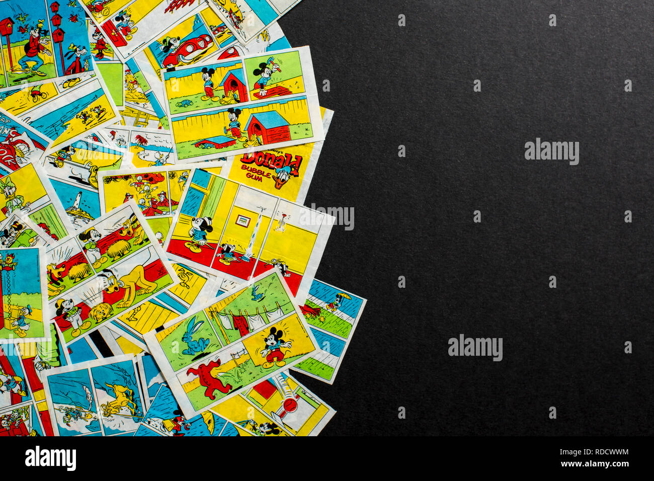 Moskau, Russland - Januar 13, 2019: Hohe Betrachtungswinkel von Donald Bubble Gum fügt Sammlung. Stockfoto