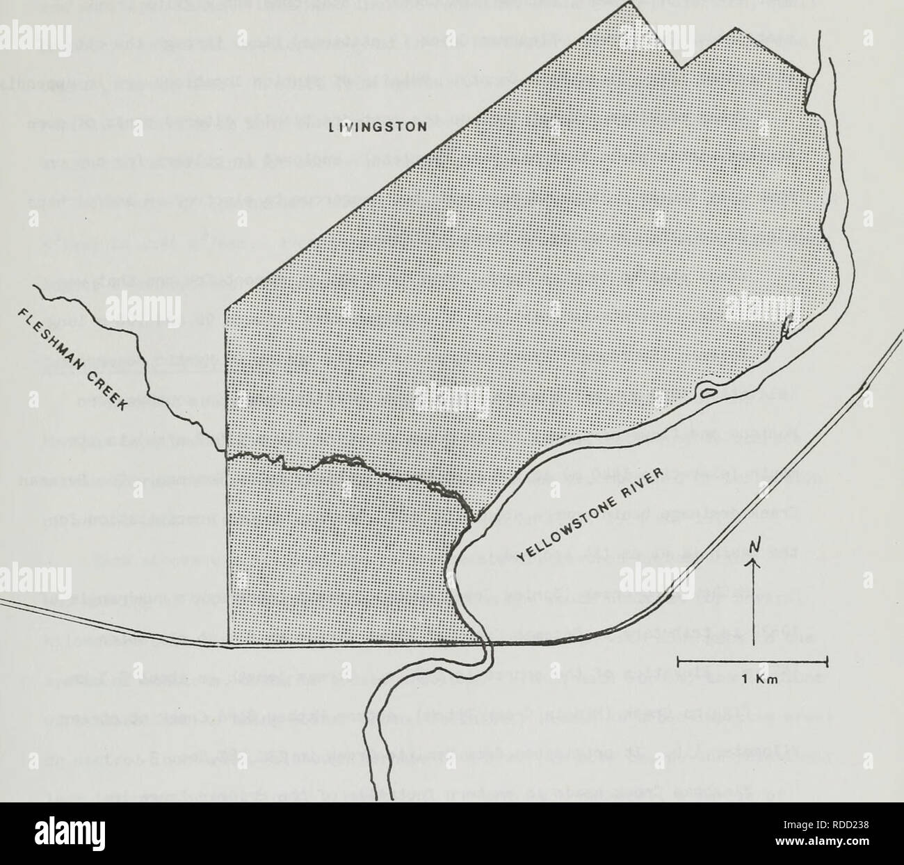 . Auswirkungen der Urbanisierung auf physische Lebensraum für Forellen in Streams: Forschungsprojekt technische Fertigstellung berichten. Forellen fischerei Fischerei. Abbildung 2. F'' eshtnan Creek und Livingston, Montana. Bitte beachten Sie, dass diese Bilder sind von der gescannten Seite Bilder, die digital für die Lesbarkeit verbessert haben mögen - Färbung und Aussehen dieser Abbildungen können nicht perfekt dem Original ähneln. extrahiert. White, Ray J. (Ray); Jonathan Wells, Jerry D; Peterson, Maria E; Montana State University (Bozeman, Mont.). Fachbereich Biologie; Montana. Abt. der Fische, Flora und Fauna und Parks; Montana Uni Stockfoto