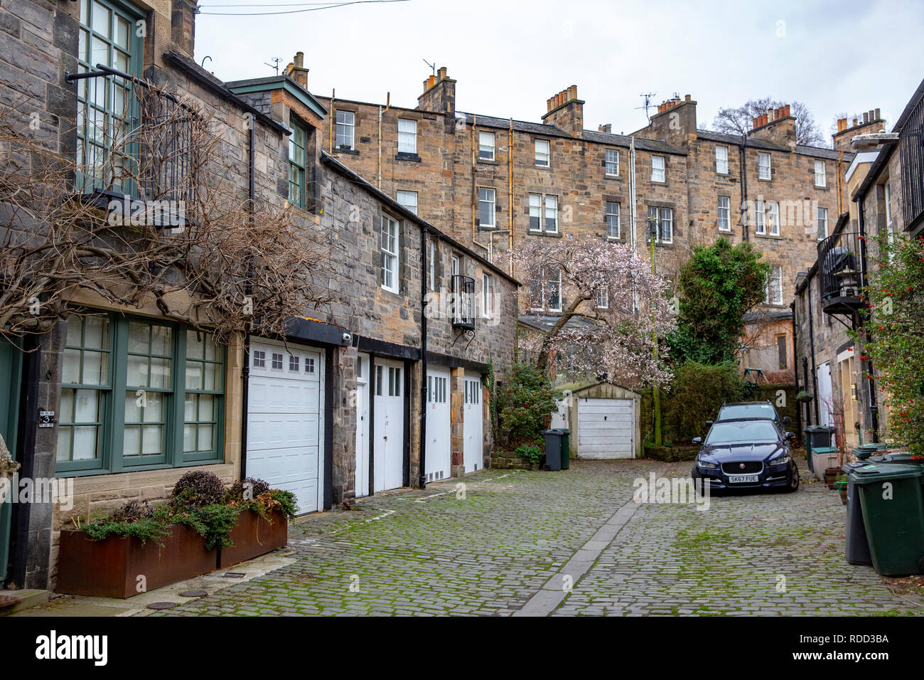 Georgische Wohnungen Häuser in Dean Park Mews, Dorf von Stockbridge in Edinburgh, Schottland Stockfoto
