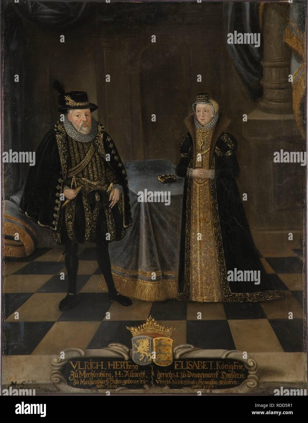 Porträt von Ulrich III. (1527-1603), Herzog von Mecklenburg und Elisabeth von Dänemark (1524-1586), Herzogin von Mecklenburg. Museum: Nationalmuseum Stockholm. Autor: anonym. Stockfoto