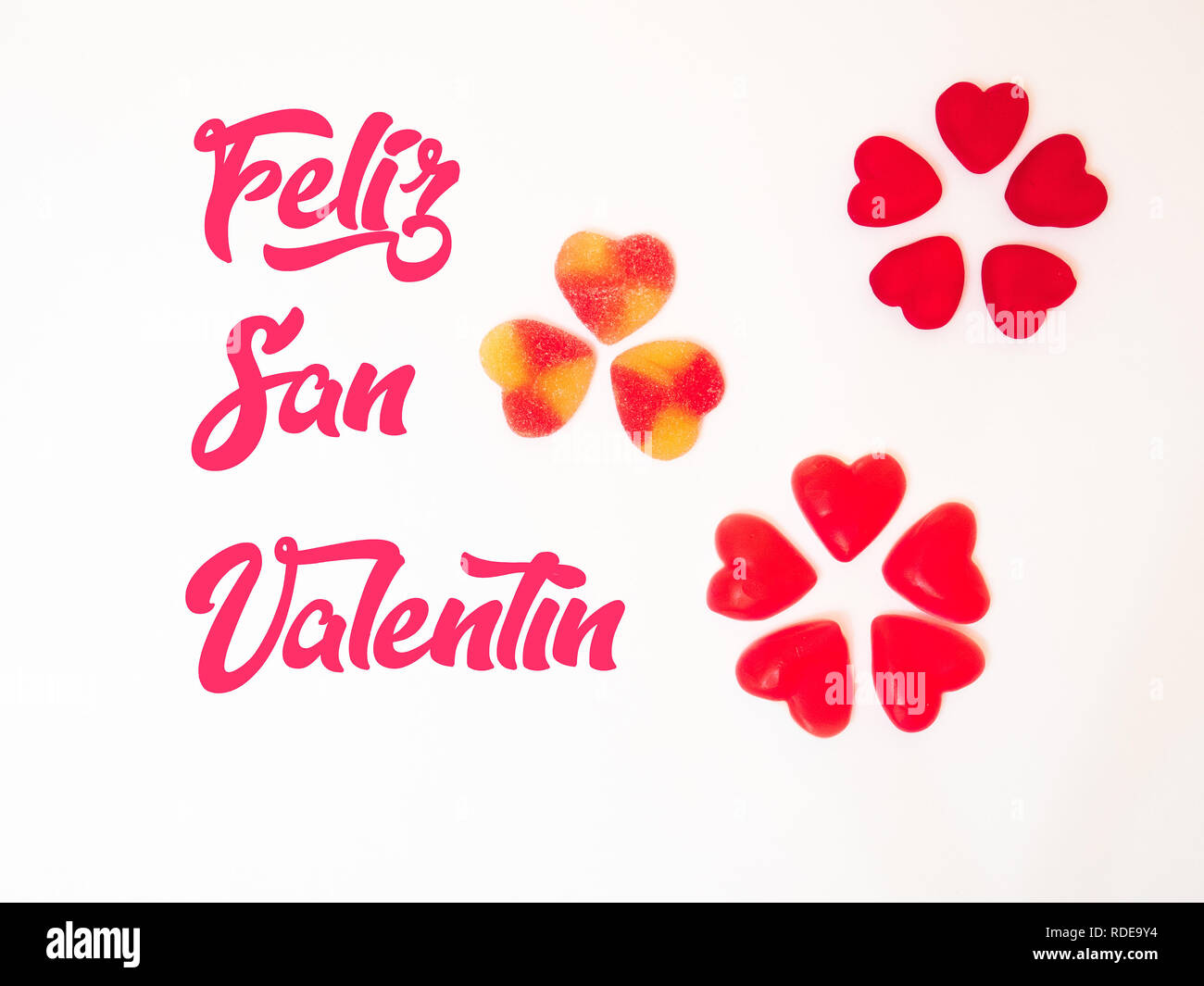 San Valentine Heart Jelly Beans in einem Kreis, Herz gummies Kreis Stockfoto