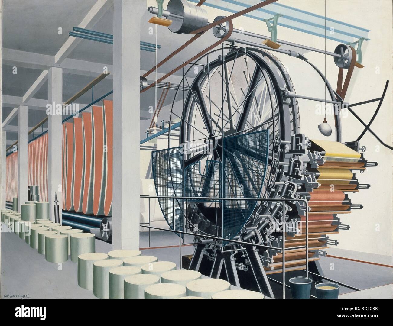 Die Papiermaschine. Museum: private Sammlung. Autor: Grossberg, Carl. Stockfoto