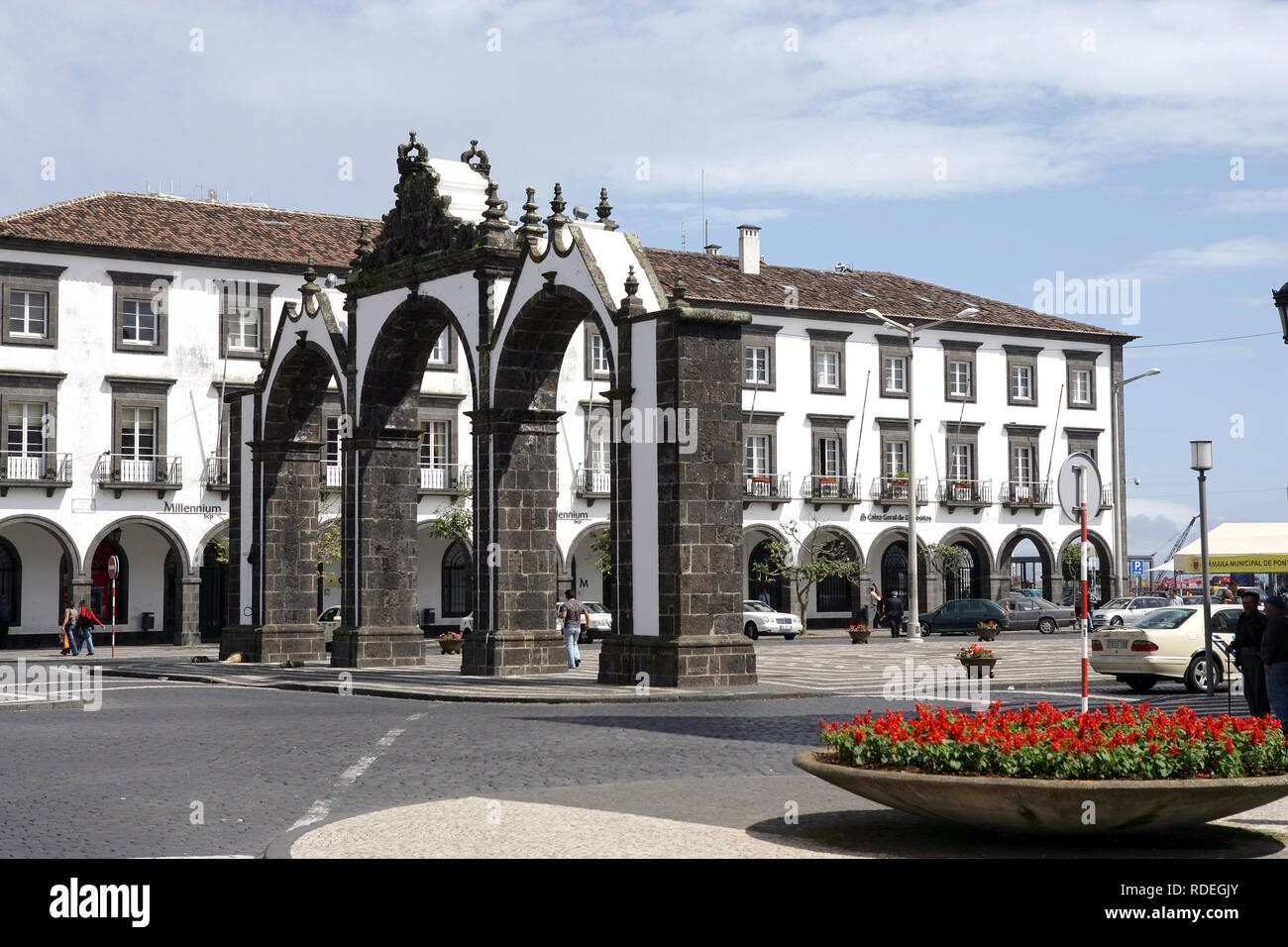 Centro da Cidade de Ponta Delgada, Azoren, Portugal Stockfoto