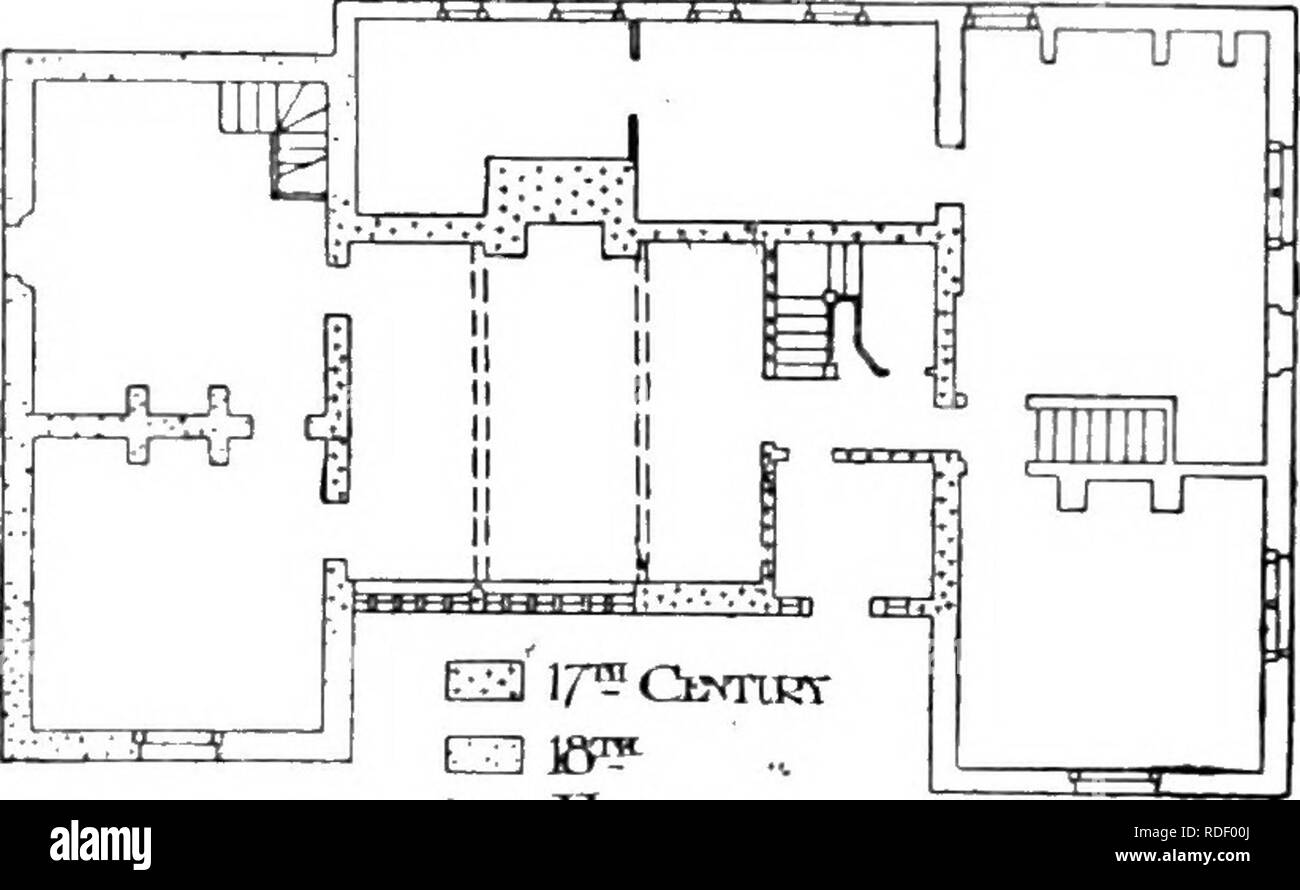 . Die Victoria Geschichte der Grafschaft von Lancaster;. Natural History. Eine GESCHICHTE VON LANCASHIRE Treuhänder zu William Brctherton, die ich 890 starb und herabgestiegen zu sein Sohn Pfr. H. V. Bretherton, Rektor der Eccleston." mawdesley Halle liegt am nördlichen Ende des Dorfes an der Spitze eines Felsen aus rotem Sandstein Felsen gelegen, etwa 10 oder 12 ft. über der Straße, von der aus es steht eine Strecke von etwa zwanzig Meter. Das Haus, das nach Süden, ist von zwei Geschichten, der H-Typ der Plan, die ursprünglich im 17. Jahrhundert gebaut, aber viel gegen Ende des 8. oder Anfang des 1 geändert Stockfoto