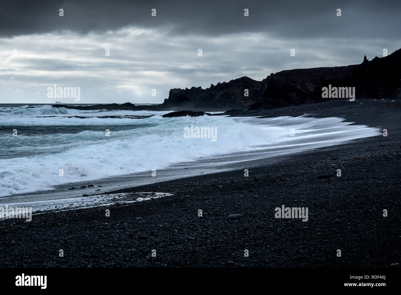 Strand von Djúpalónssandur auf der Snaefellsnes Halbinsel Stockfoto