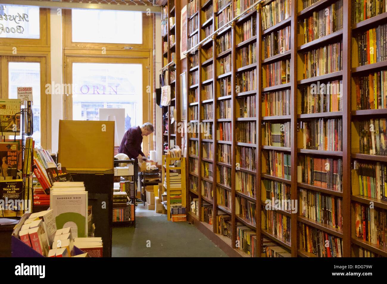 Die geheimnisvolle Buchhandlung ist eine unabhängige Book Store in Manhattan, New York City in Geheimnis und Kriminalität Bücher spezialisiert Stockfoto