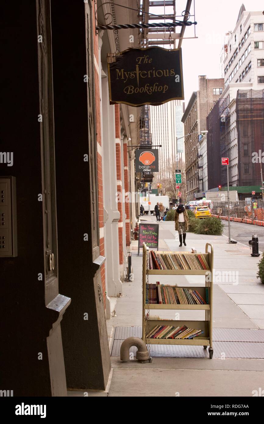 Die geheimnisvolle Buchhandlung ist eine unabhängige Book Store in Manhattan, New York City in Geheimnis und Kriminalität Bücher spezialisiert Stockfoto