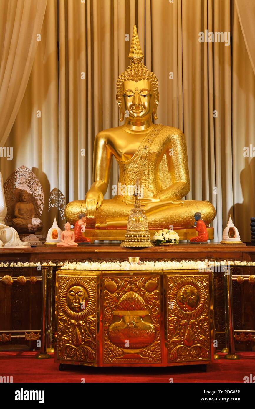 Buddha-Statue im buddhistischen Heiligtum Sri Dalada Maligawa, der Zahntempel, Repository der Zahnreliquie Buddhas, Kandy Stockfoto