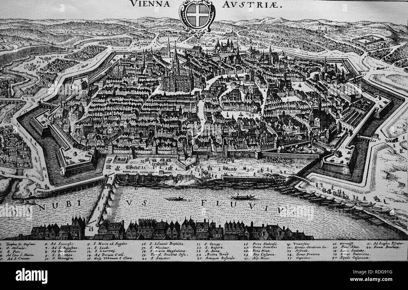 Wien, Österreich, im 17. Jahrhundert, historische Stahlstich Stockfoto