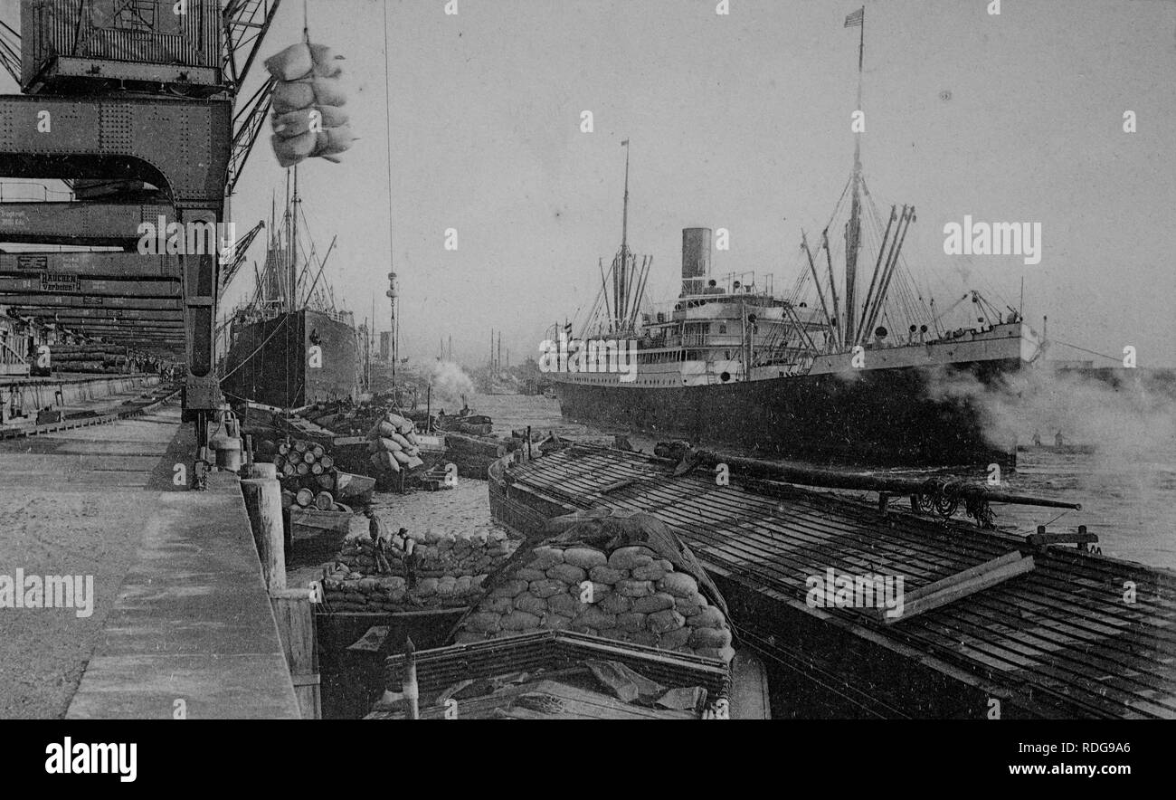 Cargo port, Hamburg, historisches Foto von um 1899 Stockfoto