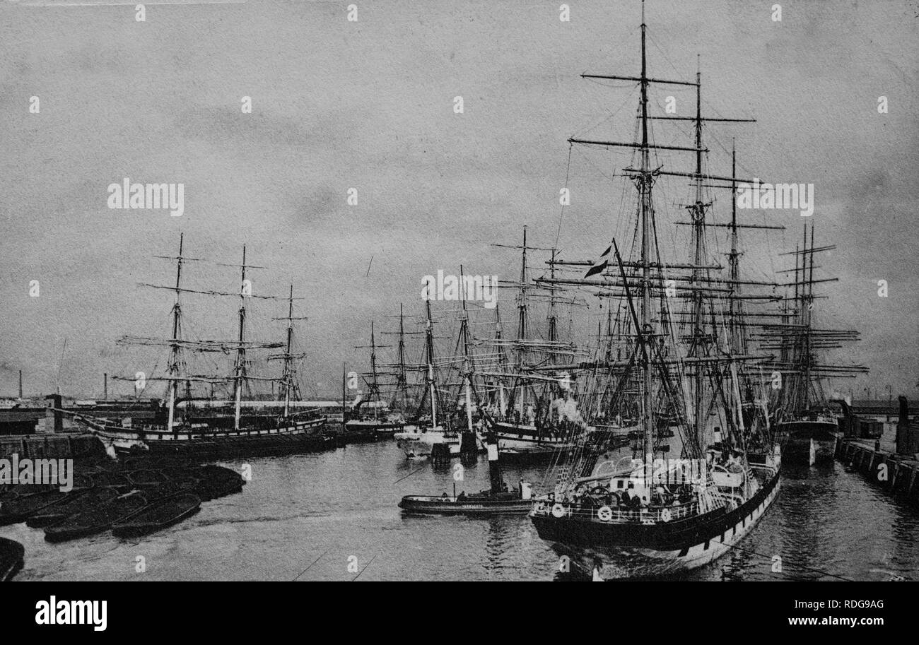 Indiahafen Hafen, Hamburg, historisches Foto von um 1899 Stockfoto