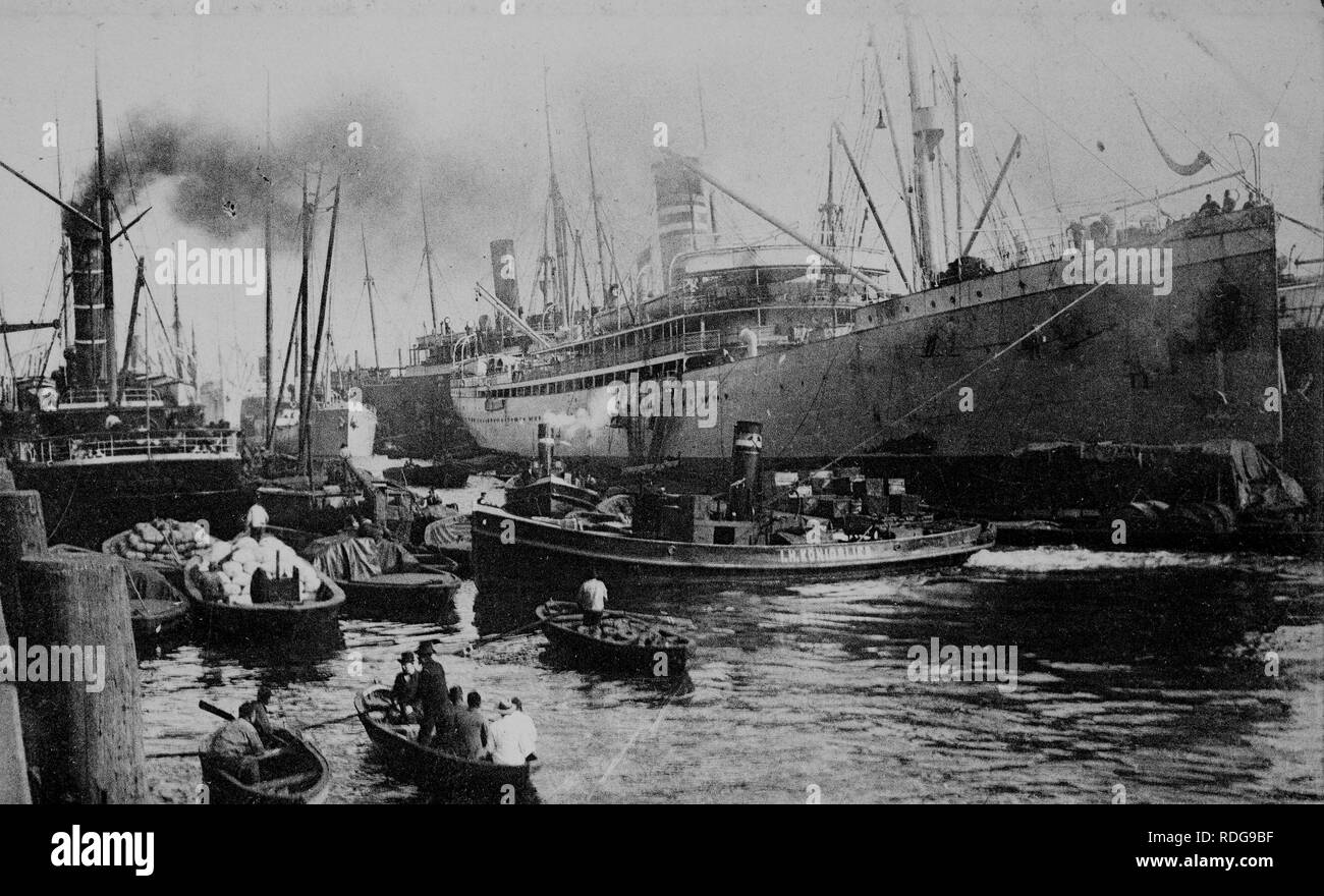 Dampfgarer Gouverneur im Hafen, Hamburg, historisches Foto von um 1899 Stockfoto