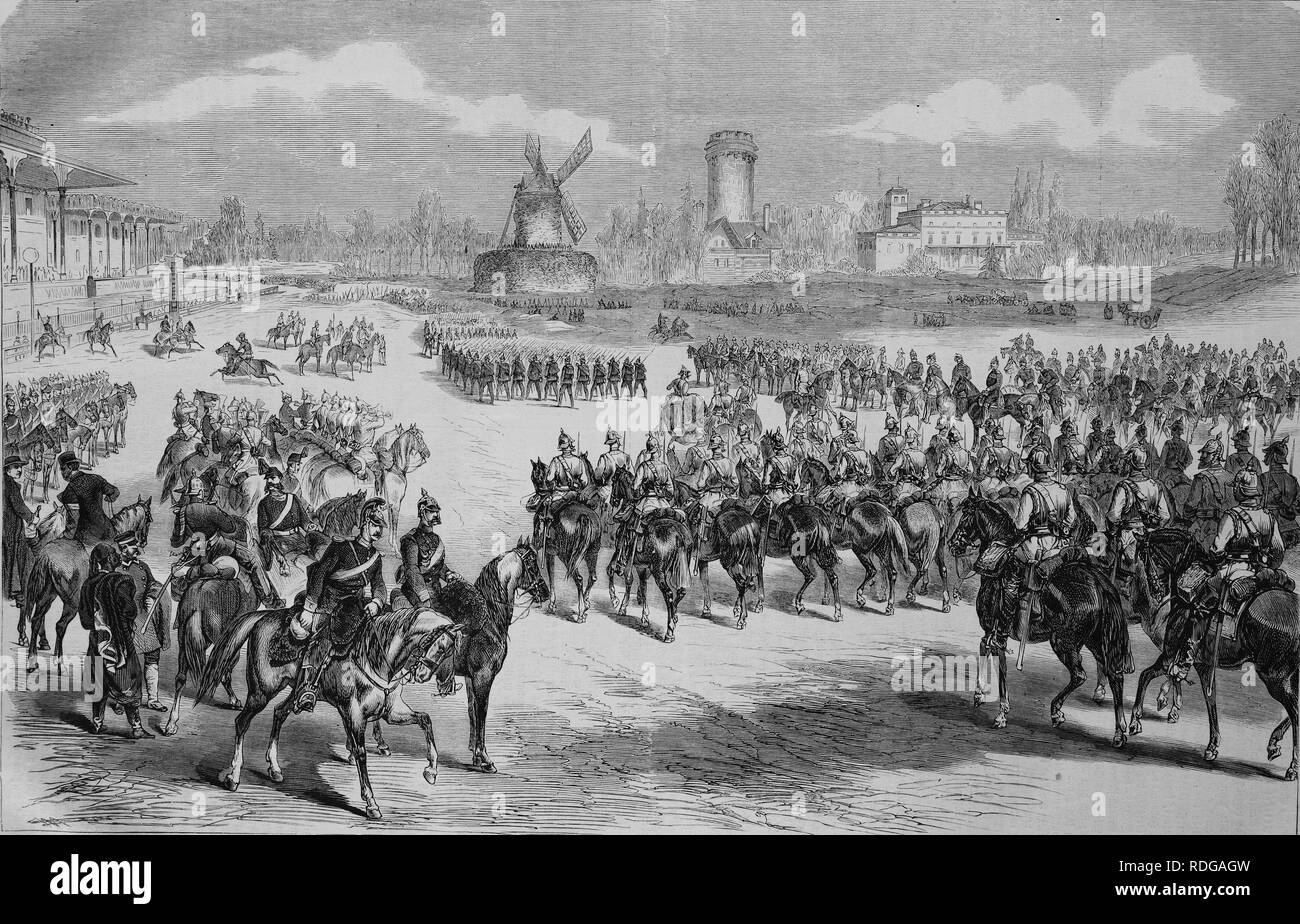 Kaiser Parade auf Longechamp in der Nähe von Paris, 1550 Kriegschronik 1870-1871, Illustrierte Krieg Chronik 1870 - 1871 Stockfoto