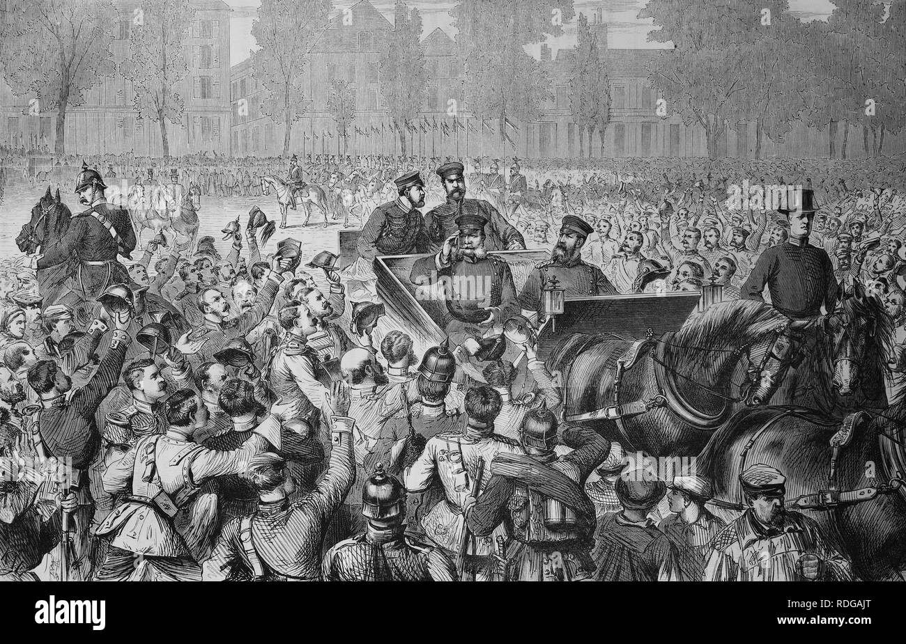 Ankunft von König Wilhelm I. von Preußen in Versailles, 1550 Kriegschronik 1870-1871, Illustrierte Krieg Chronik 1870 - Stockfoto