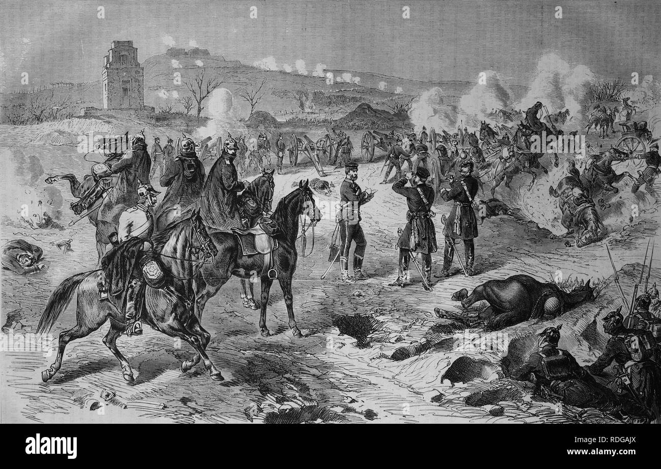 Verlorene Schlacht bei Mont Valerien außerhalb von Paris am 19. Januar 1871, 1550 Kriegschronik 1870-1871, Illustrierte Krieg Chronik Stockfoto