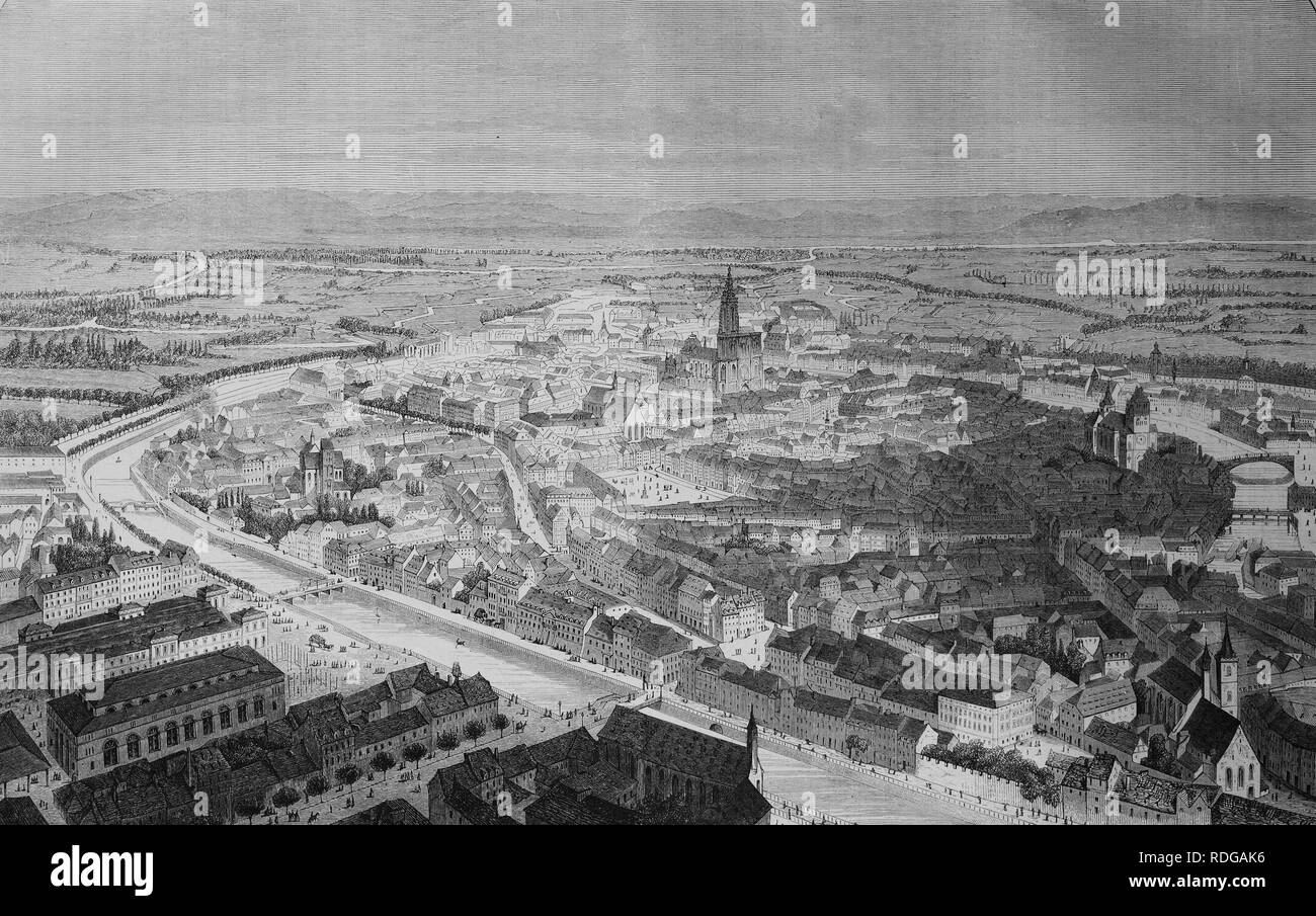 Straßburg, Oktober 1870, Historische Illustration, 1550 Kriegschronik 1870 - 1871 Illustrierte Chronik des Krieges Stockfoto