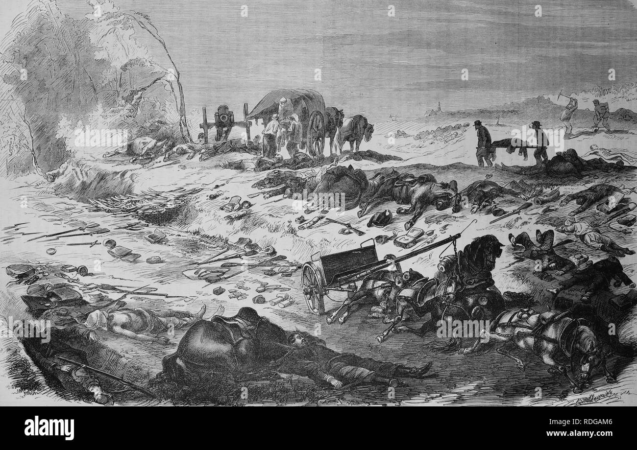 Das Schlachtfeld bei Sedan, Frankreich, 1. September 1870, Historische Illustration, 1550 Kriegschronik 1870-1871 Stockfoto