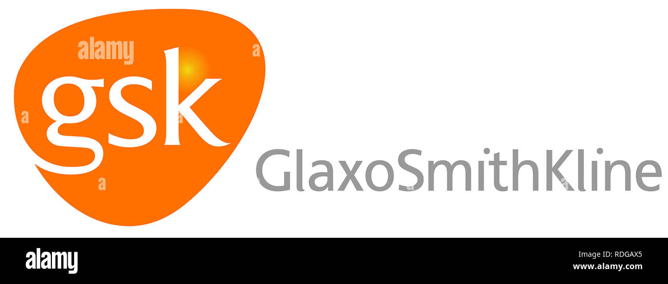 Logo der britischen Pharmakonzern GlaxoSmithKline GSK mit Sitz in London, Vereinigtes Königreich. Stockfoto