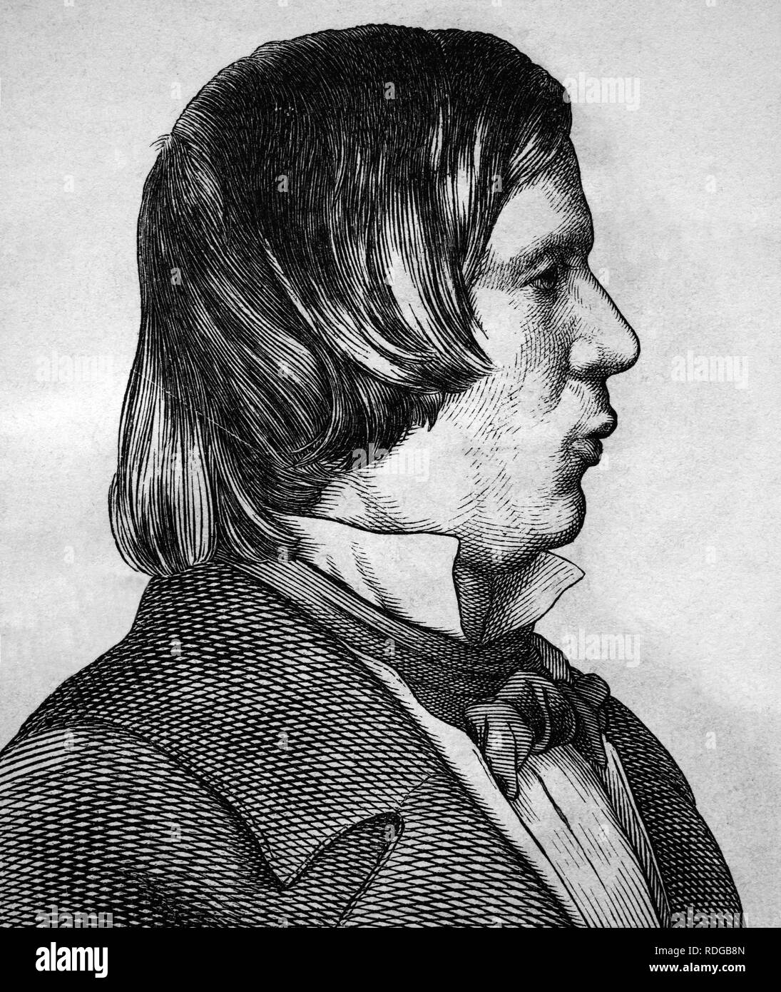 Robert Schumann, 1810-1856, Komponist, Porträt, historische Darstellung, 1880 Stockfoto