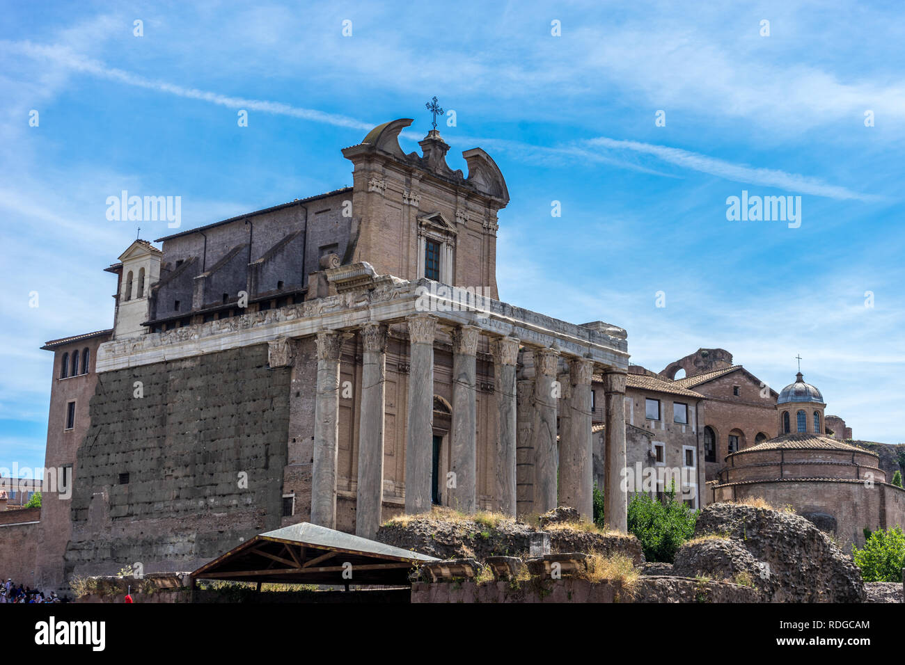 Europa, Italien, Rom, Forum Romanum, der Tempel des Antoninus und der Faustina, Stockfoto