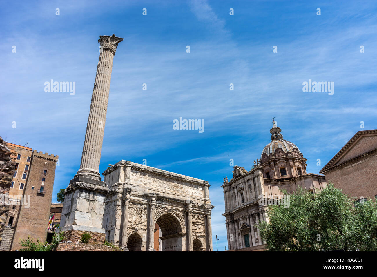 Europa, Italien, Rom, Forum Romanum, der Triumphbogen des Septimius Severus, Stockfoto
