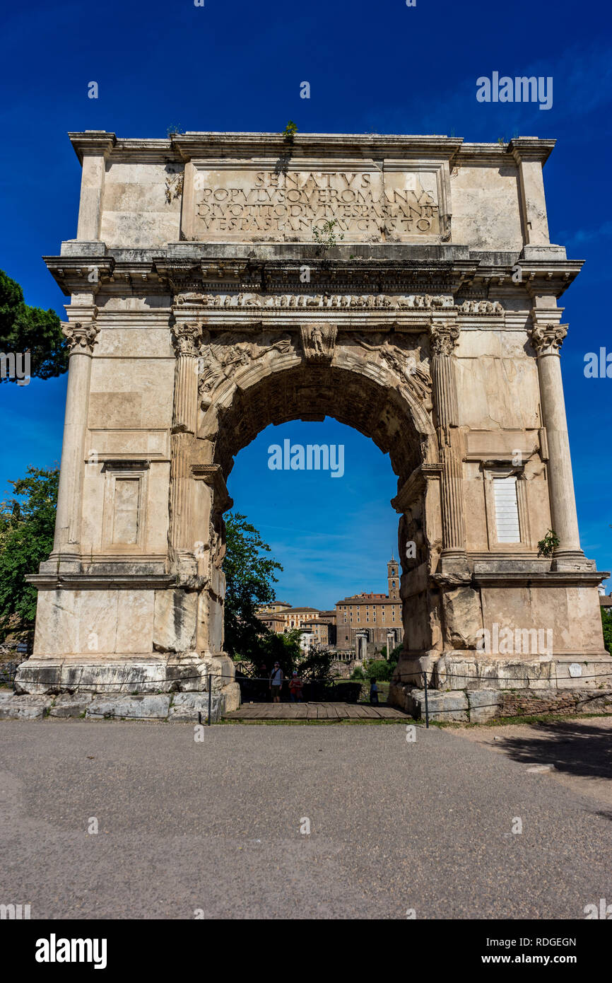 Italien, Rom, Forum Romanum, Arch von Titus auf der Via Sacra, Stockfoto