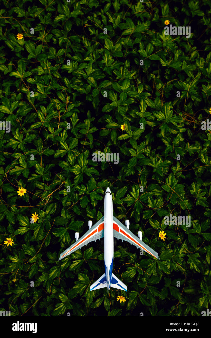 Flach Gestaltung von Reisen mit dem Flugzeug Stockfoto