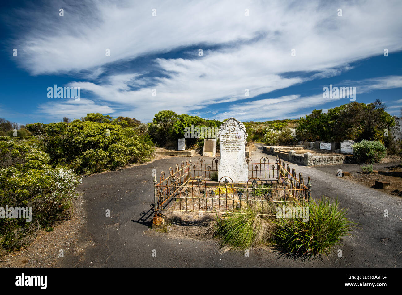 Historische Loch Ard Friedhof in Port Campbell National Park. Stockfoto