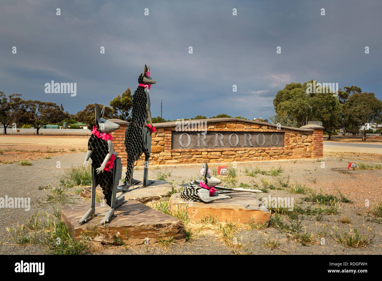 Kangaroo schulptures als Stadt anmelden Orroroo. Stockfoto