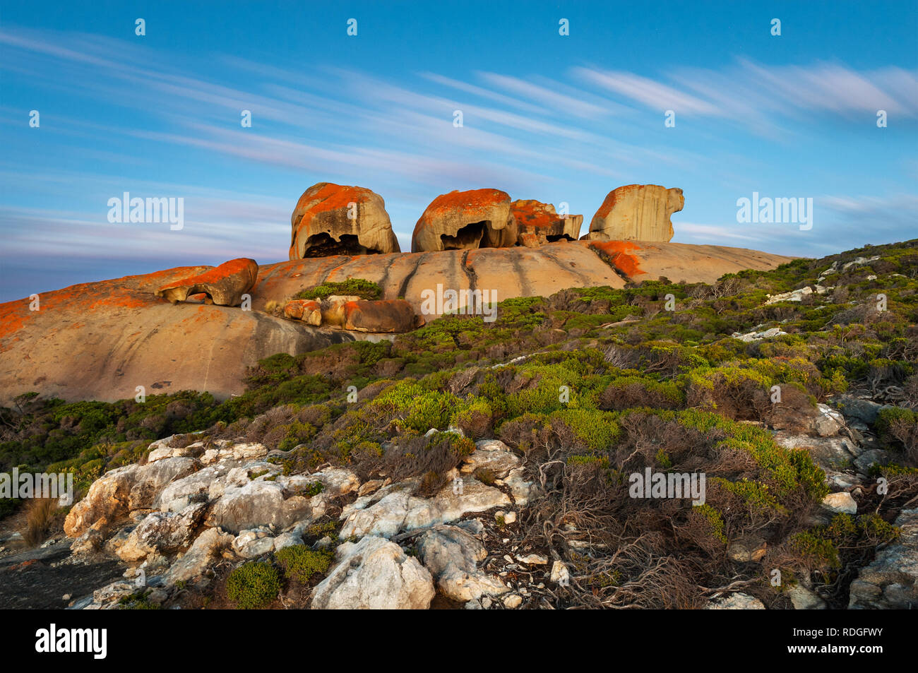Berühmte Remarkable Rocks auf Kangaroo Island. Stockfoto