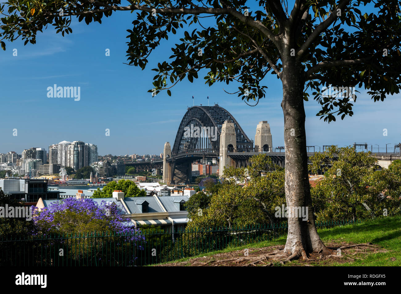 Blick auf den berühmten Sydney Harbour Bridge. Stockfoto