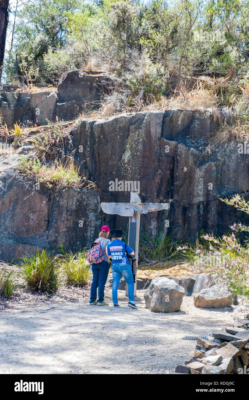 Der Gedenkstätte für das Massaker von Port Arthur, wo Martin Bryant 35 und verletzte 23 Menschen getötet, an der Port Arthur Historic Site, Tasmanien, Australien. Stockfoto Der Gedenkstätte für das Massaker von Port Arthur, wo Martin Bryant 35 und verletzte 23 Menschen getötet, an der Port Arthur Historic Site, Tasmanien, Australien. Stockfoto