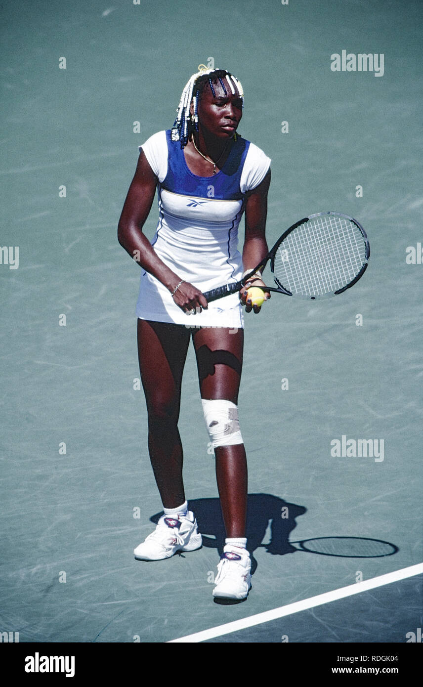 Venus Williams konkurrieren auf dem 1998 Lipton Tennis Meisterschaften Stockfoto