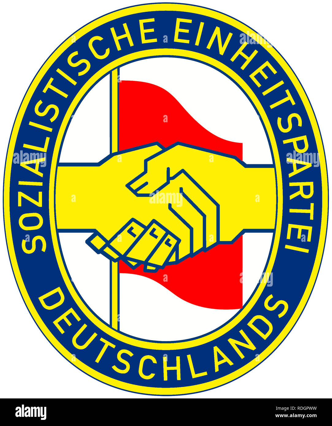 Partei Abzeichen der Sozialistischen Einheitspartei SED der DDR. Stockfoto