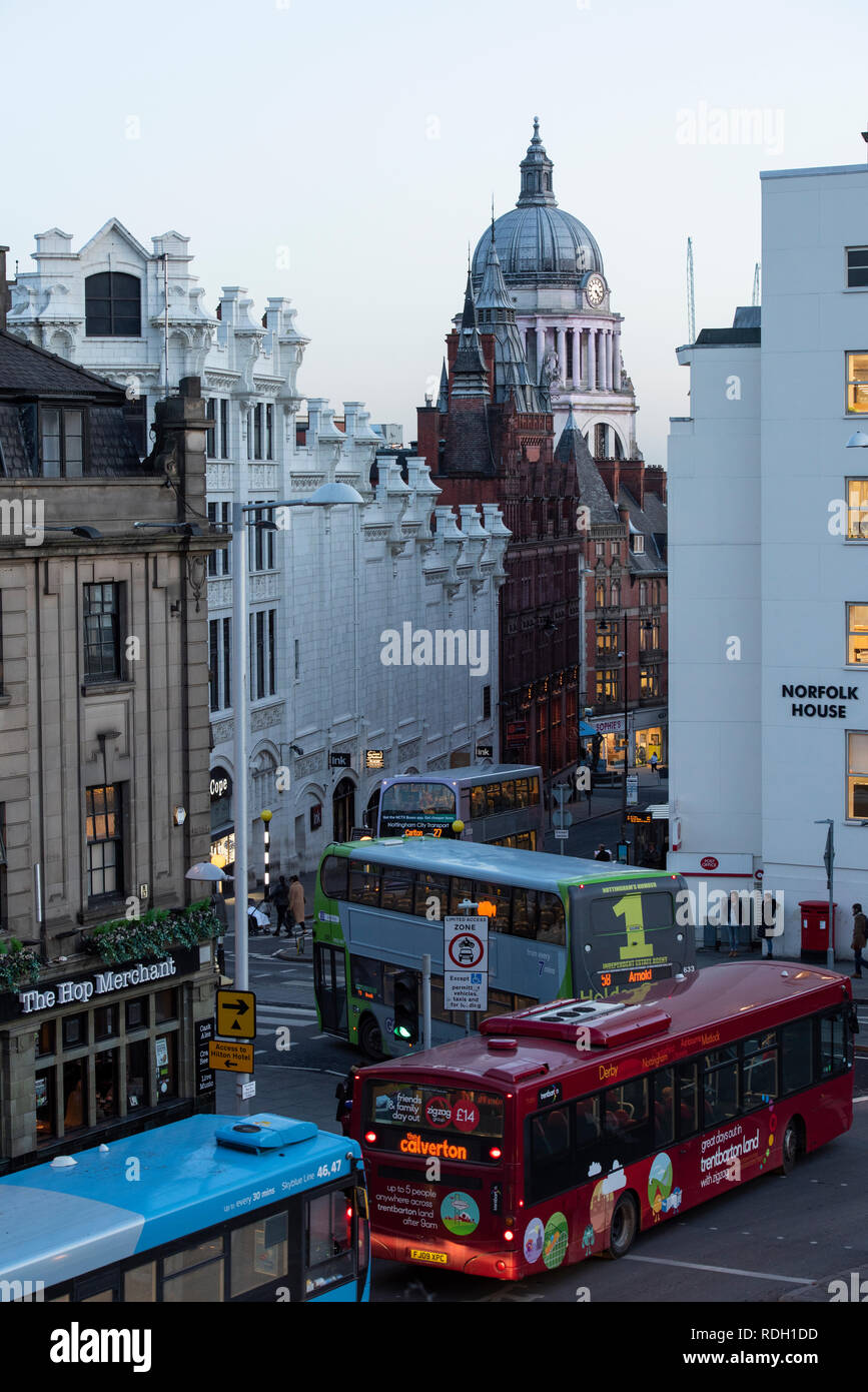 Dämmerung in Nottingham, Nottinghamshire England Großbritannien Stockfoto