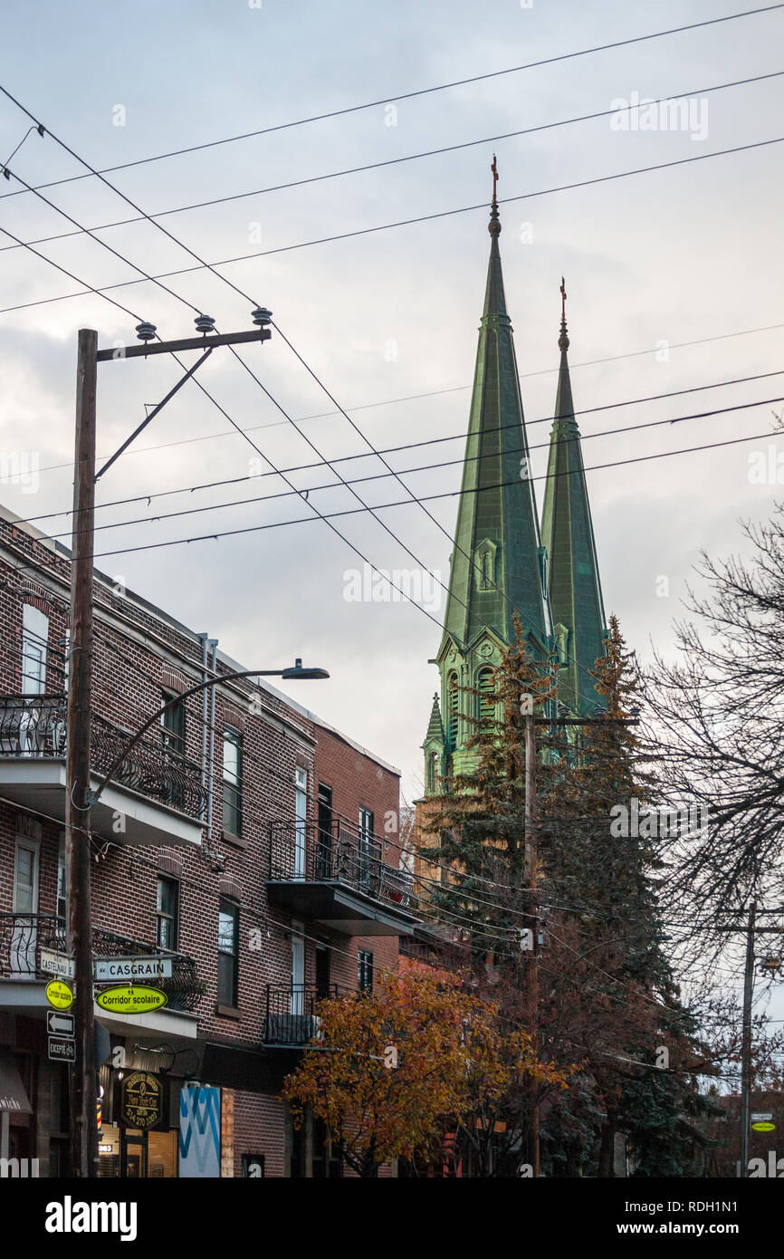 MONTREAL, KANADA - 6. NOVEMBER 2018: Eglise Sainte Cecile Kirche, eine katholische Denkmal, in der Mitte von Villeray District, in Montreal, Quebec, während Stockfoto