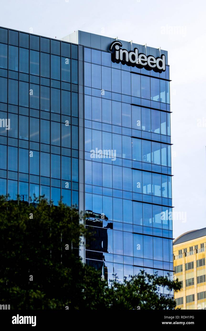 Austin, TX – 9. Januar 2020; das Bürogebäude in Austin, Texas, einer amerikanischen Tech-Drehscheibe, zeigt das Unternehmen, das seinen Hauptsitz markiert Stockfoto