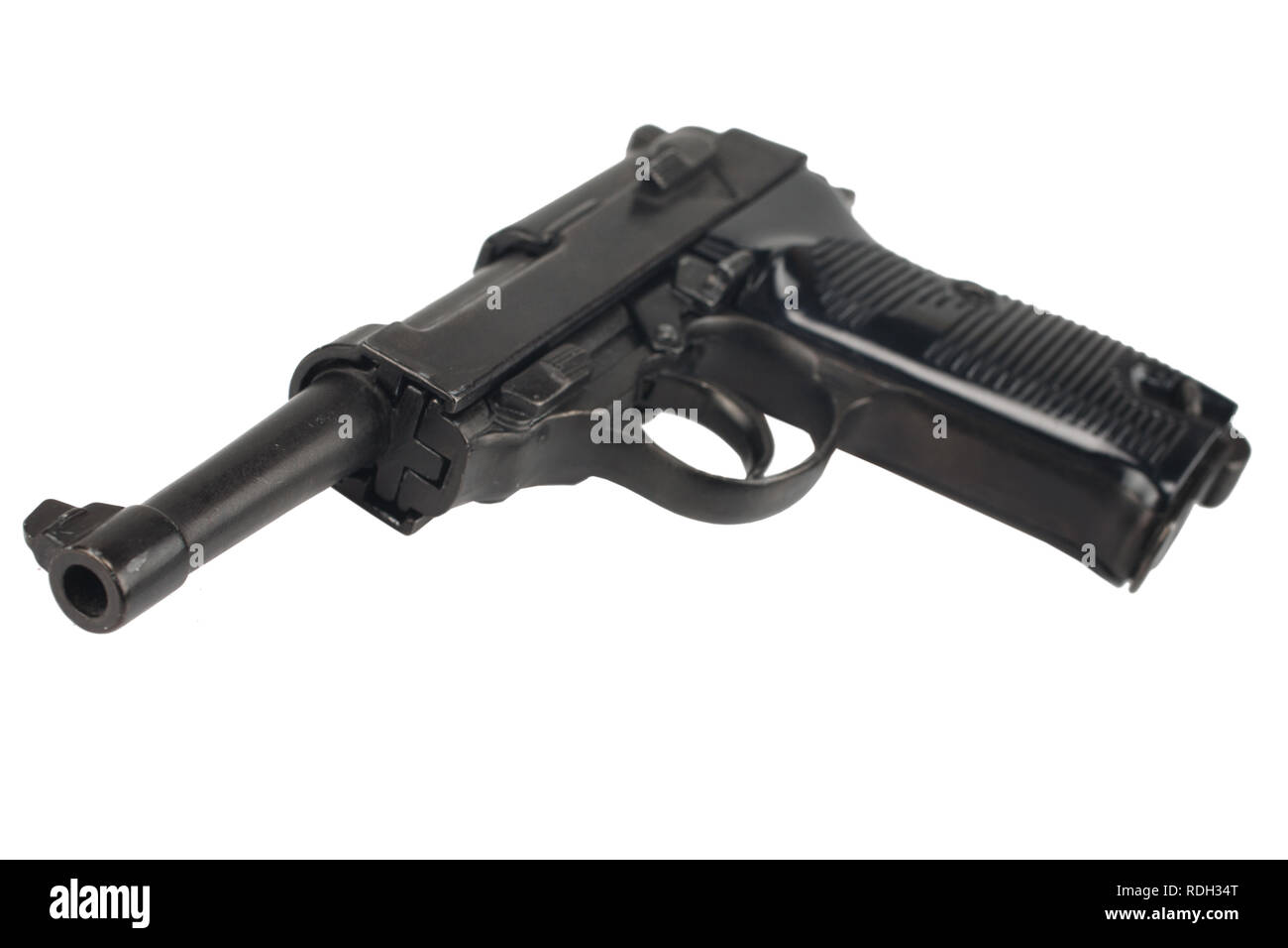 WWII ära Nazi-deutschen Armee Walther P38 Pistole auf weißem Hintergrund Stockfoto