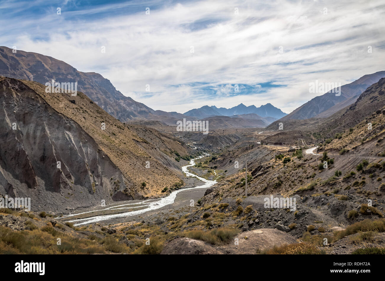 Cajon del Maipo Canyon Landschaft - Chile Stockfoto