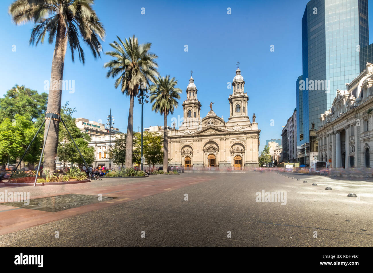 Plaza de Armas Square und der Metropolitan Kathedrale Santiago - Santiago, Chile Stockfoto