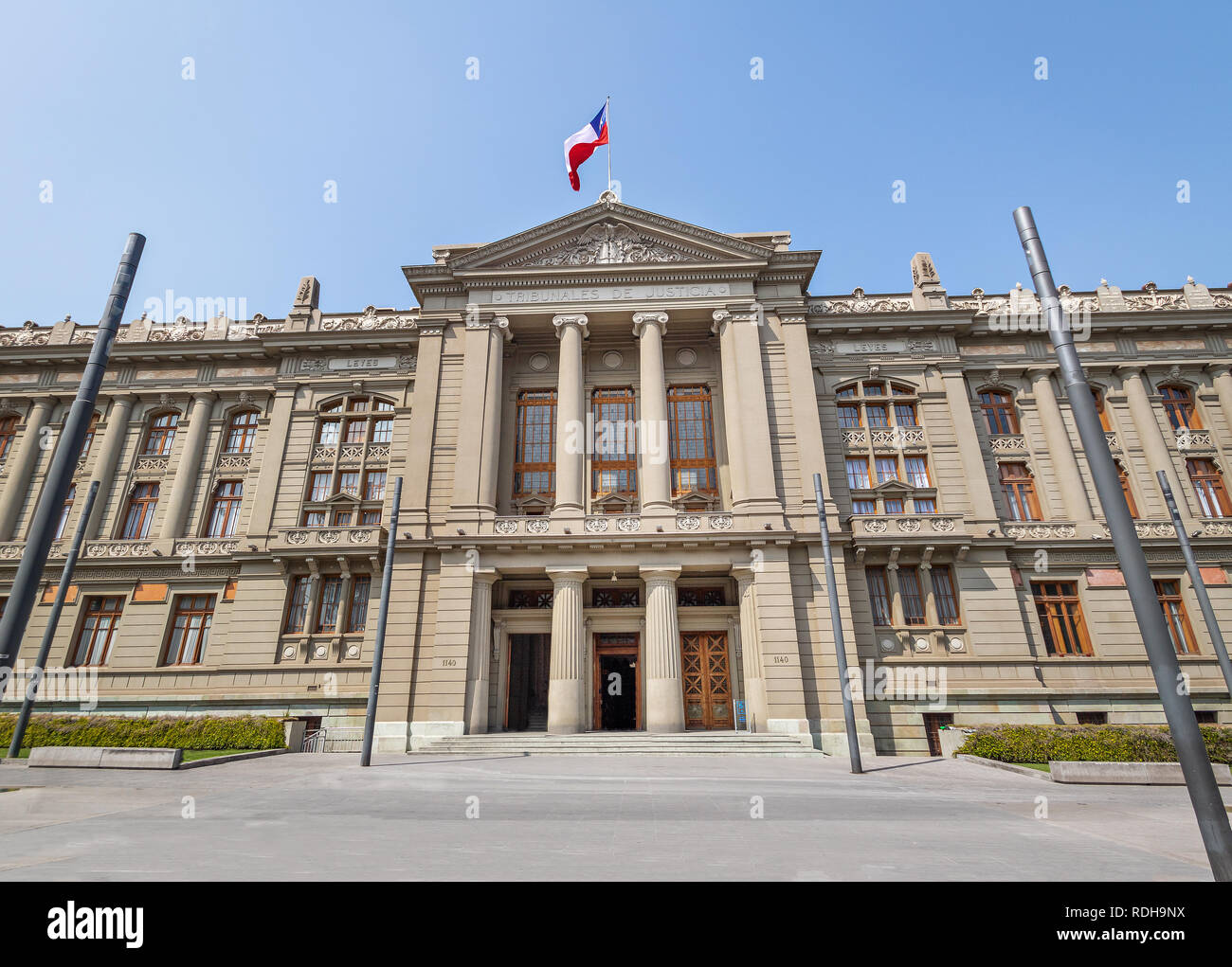 Der oberste Gerichtshof von Chile - Gerichtshöfe Palace Plaza Montt-Varas Square - Santiago, Chile Stockfoto